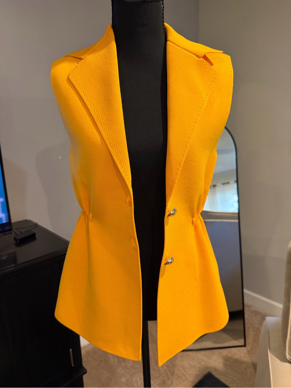 Zara Bright Yellow Sleeveless Tailored Vest